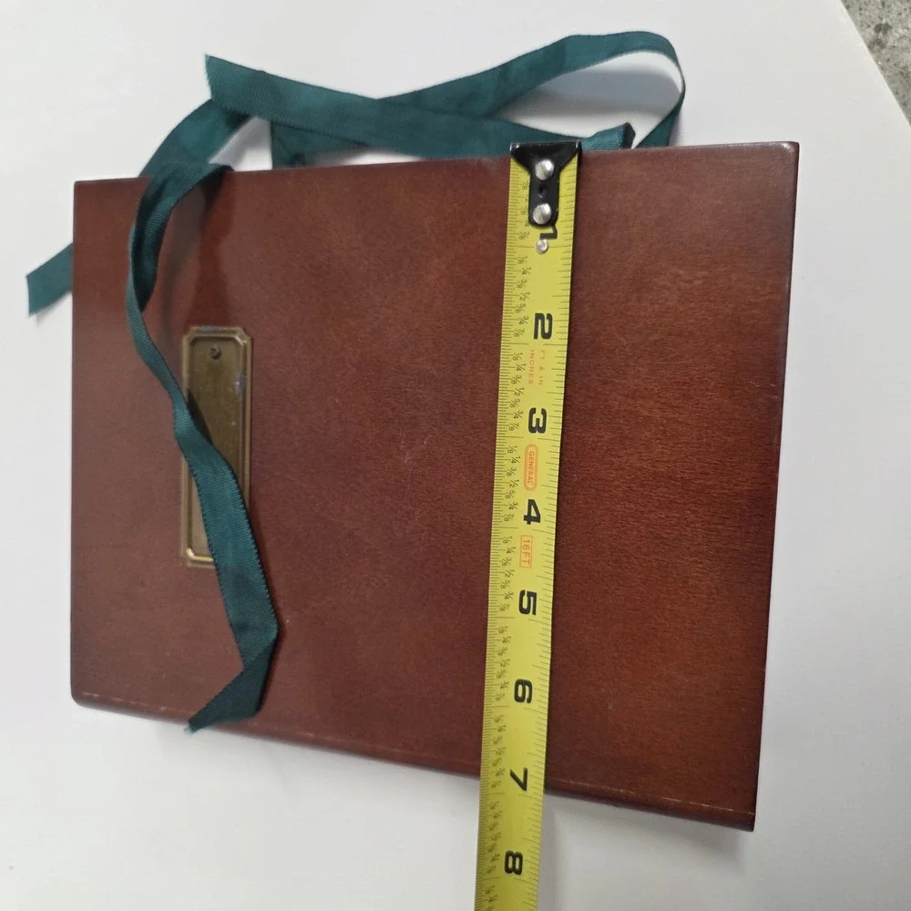 Vintage 1994 Bombay Company Wood Stationery Box Ribbon Tie Mahogany Finish